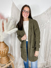 Here For The Season Cardigan- Dusty Olive
