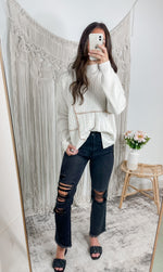 Out Of The Shadow Sweater- Ivory/ Camel