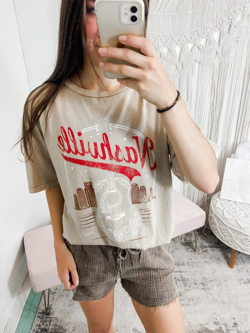 Nashville Oversized Graphic Tee- Mineral Taupe