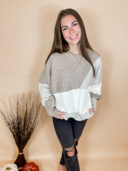 Call You Later Sweater- Taupe Multi