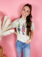 Glitter Nutcracker Christmas Graphic Tee- Sand