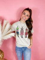 Glitter Nutcracker Christmas Graphic Tee- Sand