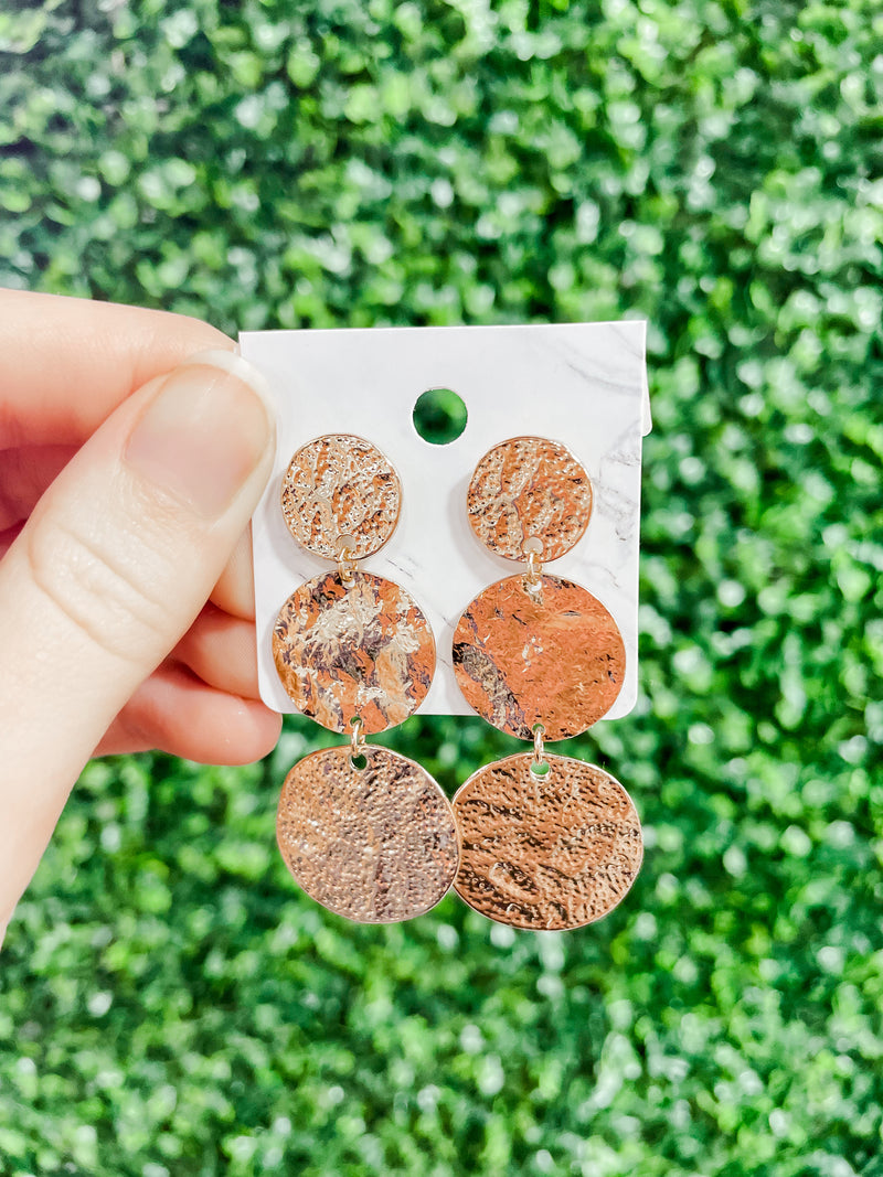 Hammered Disk Drop Earrings