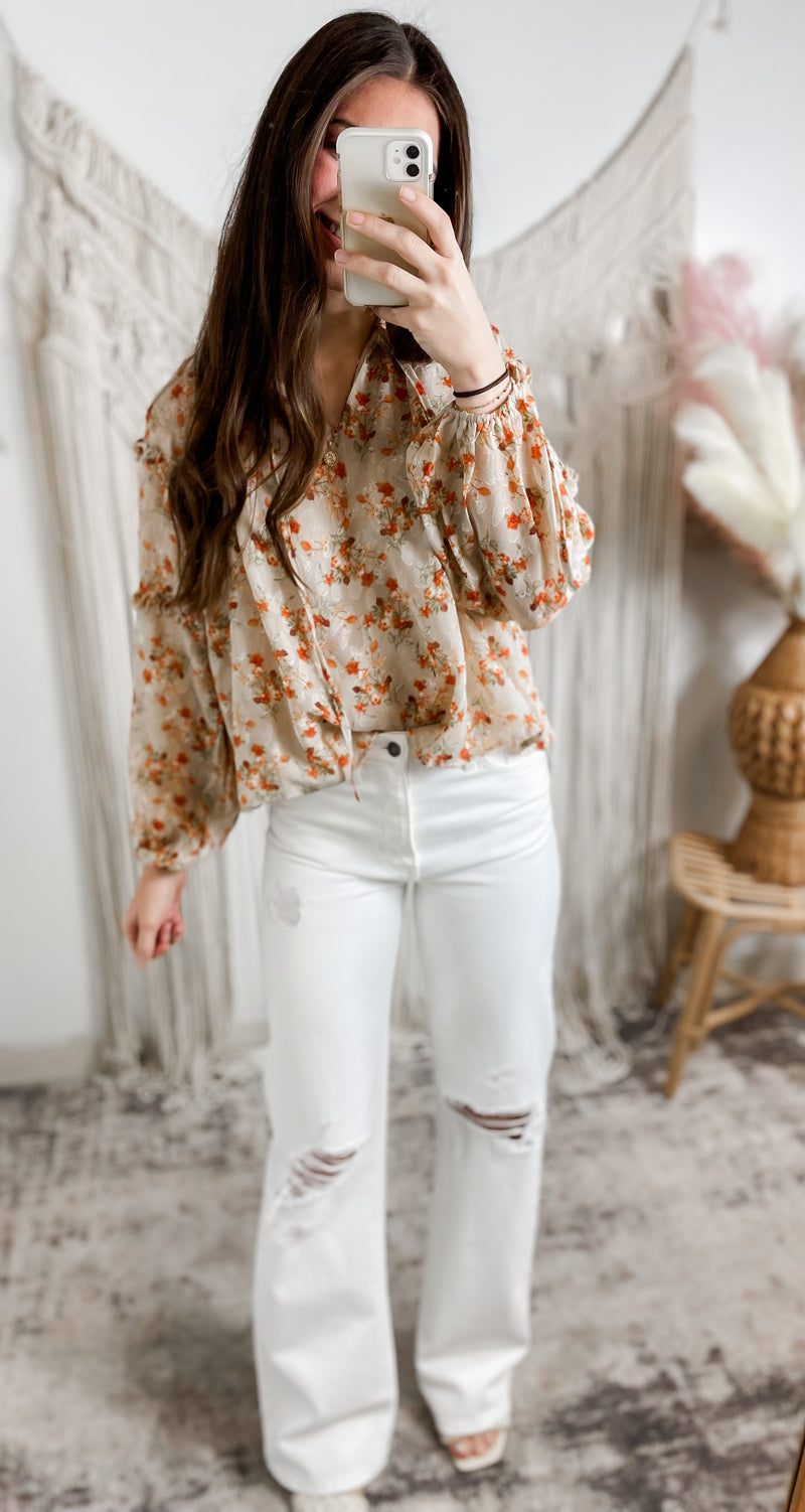 Floral Days Top- Taupe