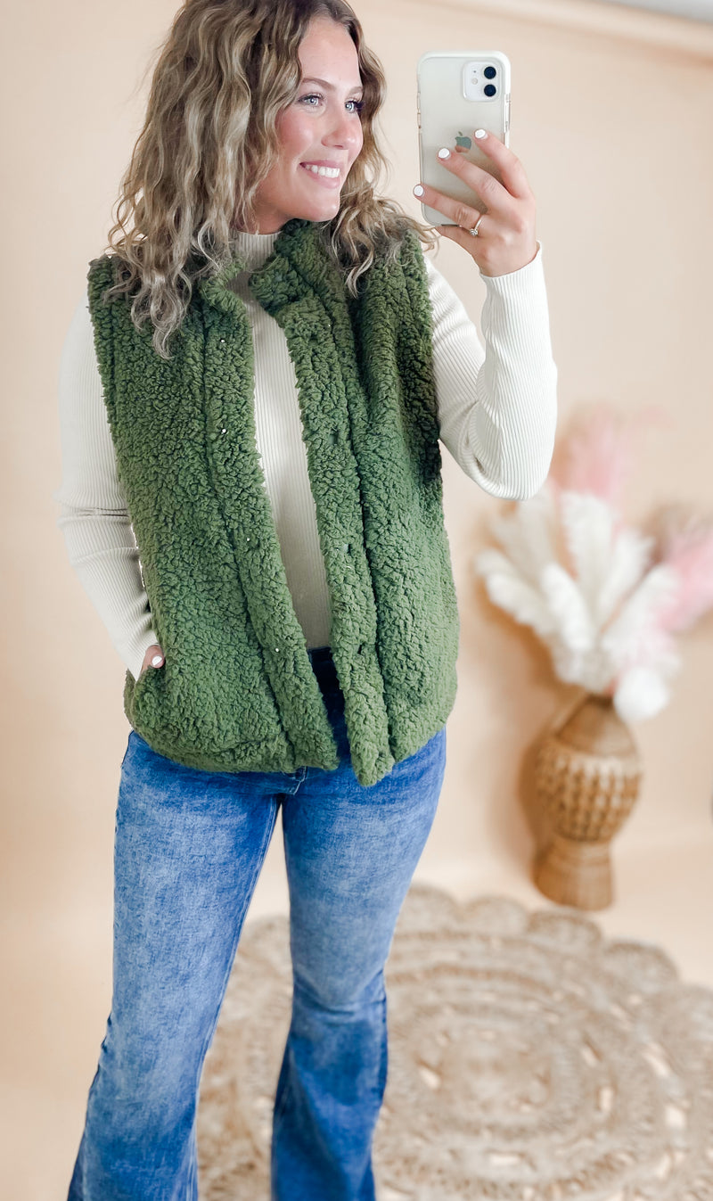 All Cozy Vest- Olive
