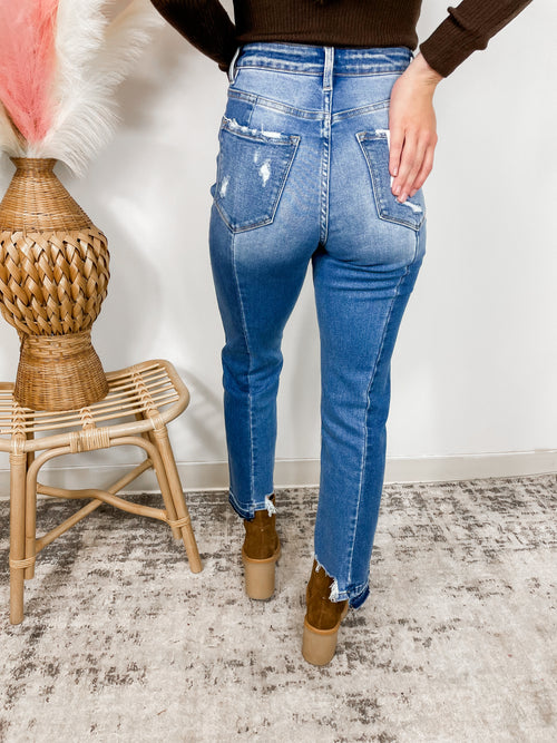 Hazel Grace High Rise Crop Straight Jeans