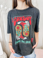 Cowboy Boots Take Me Away Graphic Tee- Mineral Black