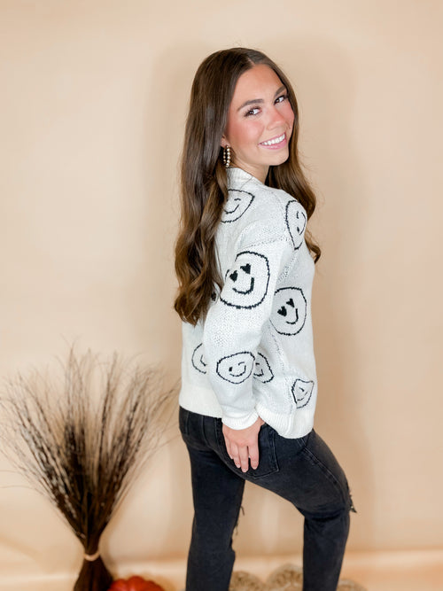 Smiley Days Sweater- Ivory