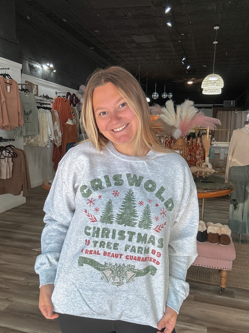 Griswold Christmas Tree Farm Sweatshirt- Ash