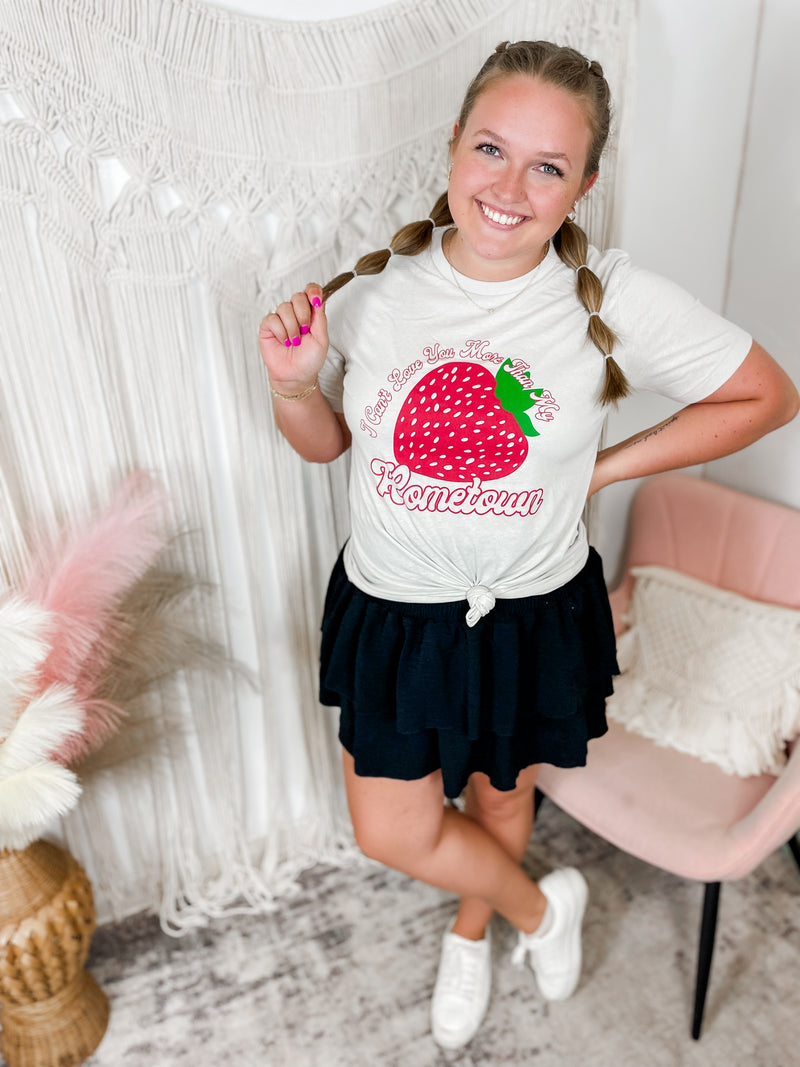 I Can't Love You More Than My Hometown Strawberry Tee- Grey