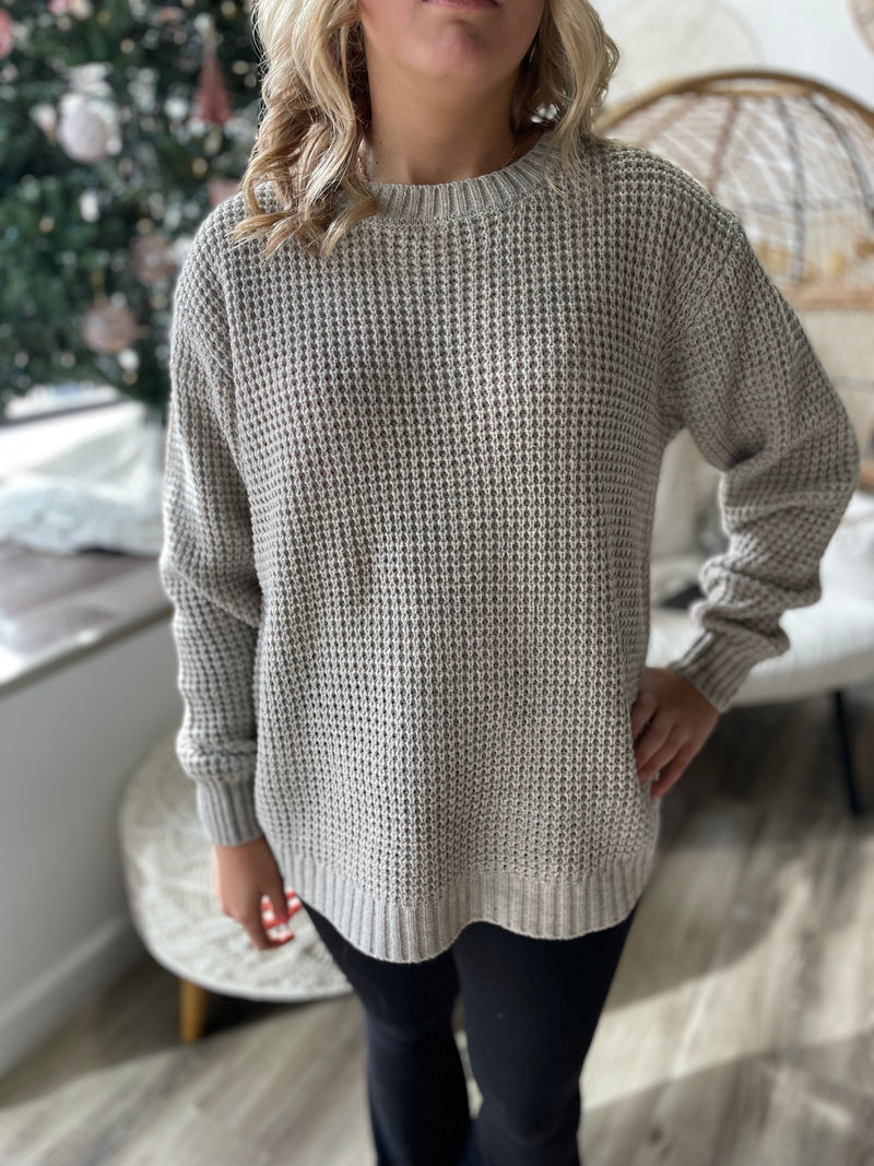 Comfy Waffle Sweater- Mocha