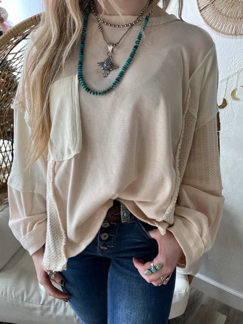 Boho Oversized Top- Cream