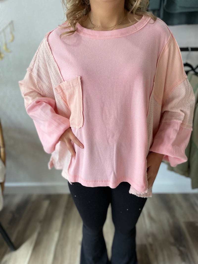 Boho Oversized Top- Blush