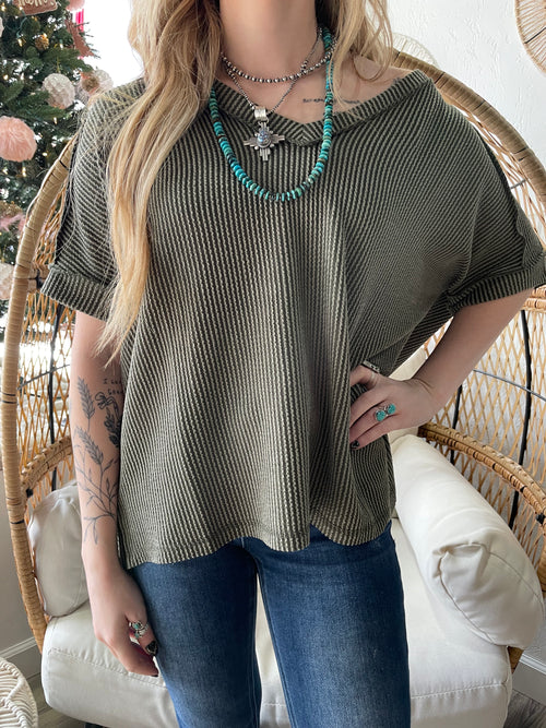 Soft Breeze Top- Dark Olive