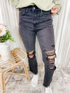 Mia Grace High Rise Crop Straight Jeans- Vintage Black
