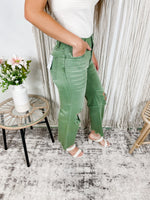 Addison Riley 90's Crop Flare Jeans- Army Green