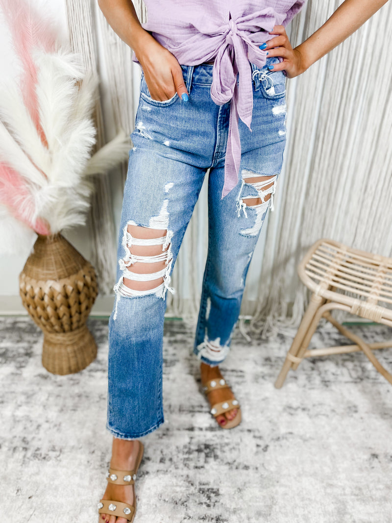 Haley Marie High Rise Straight Ankle Jeans