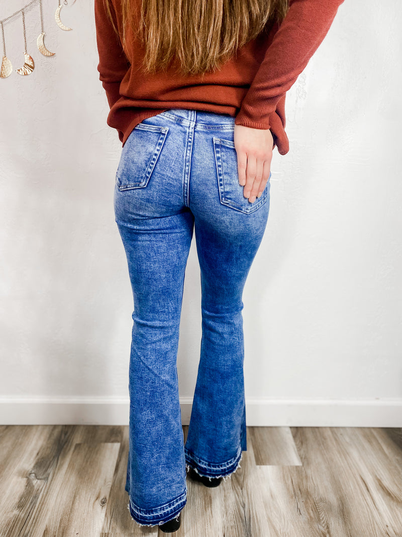 Jessie High Rise Flare Jeans- Tidey
